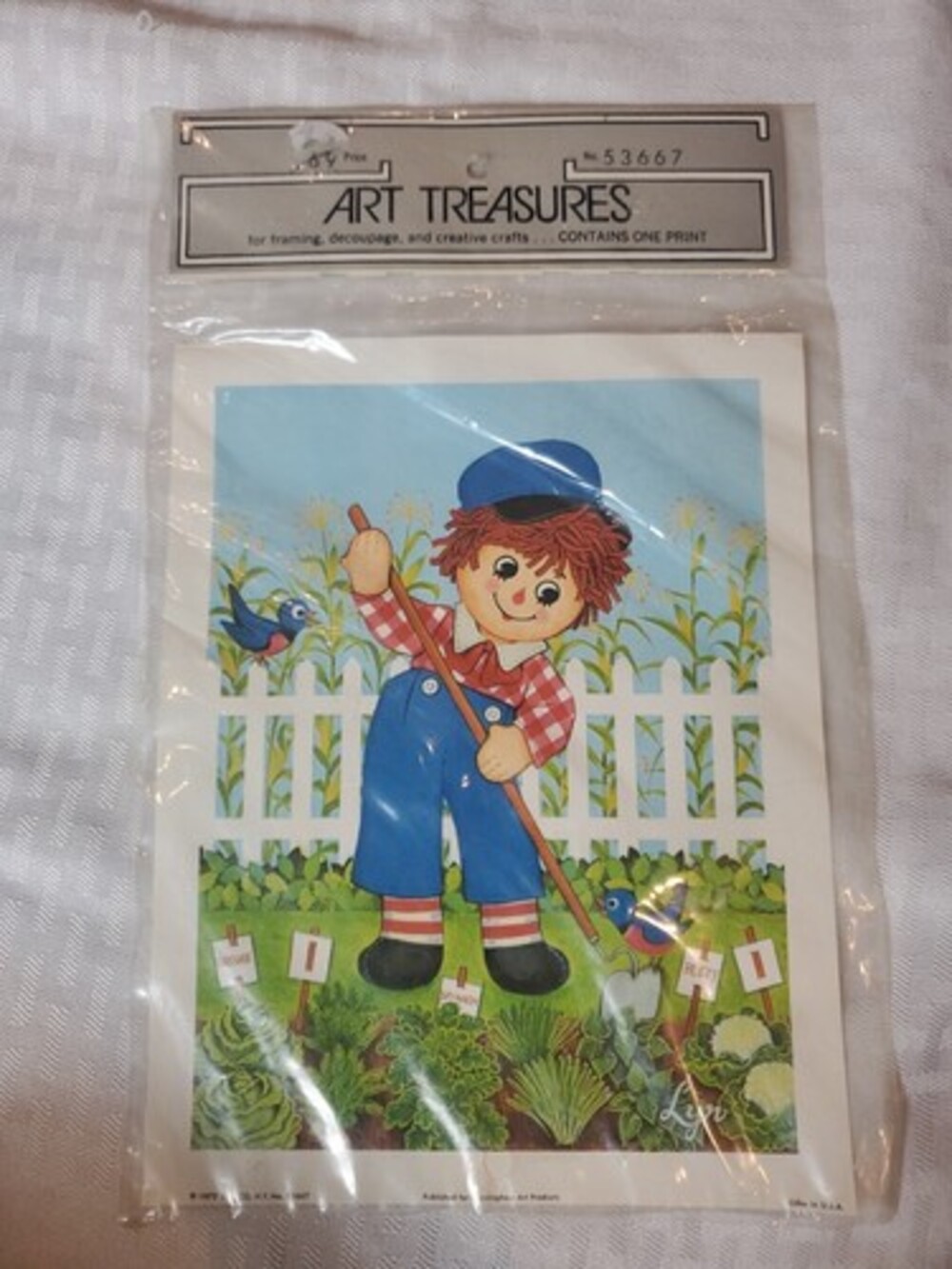 STAPCO CUNNINGHAM ART Decor RAGGEDY ANDY LITHO Photo Decopauge 1973